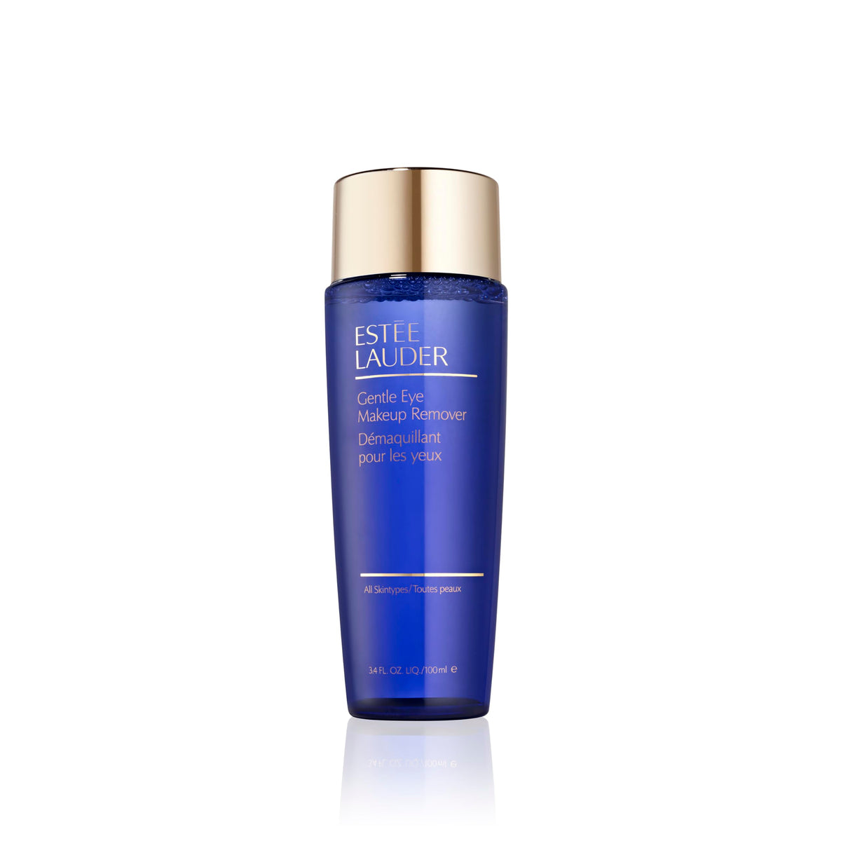 Estée Lauder front bottle shot highlighting clean packaging and gentle formula benefit
