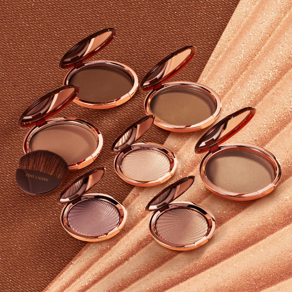 Estée Lauder compact next to coin showing product size and travel-friendly portability