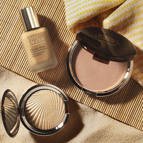 Estée Lauder label close-up highlighting shade name and product information for confident choice