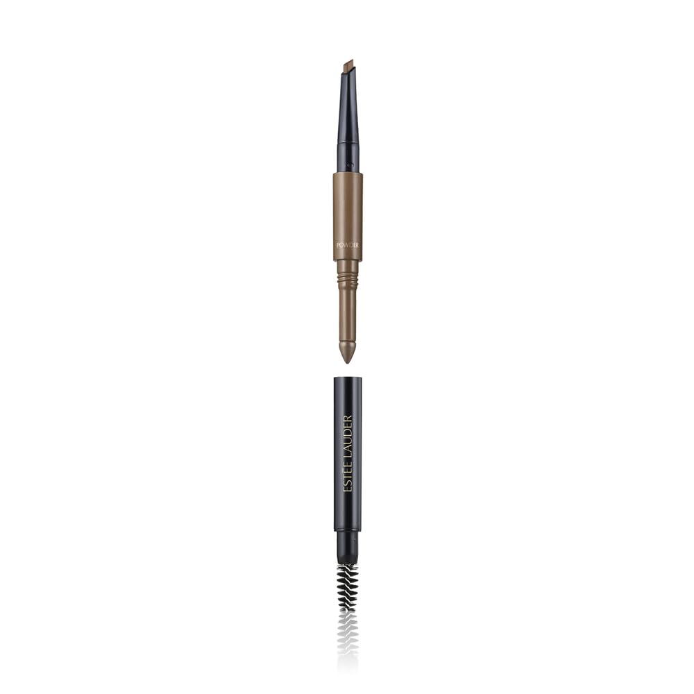 Estée Lauder brow multi-tasker front view showing full tool and compact design benefit