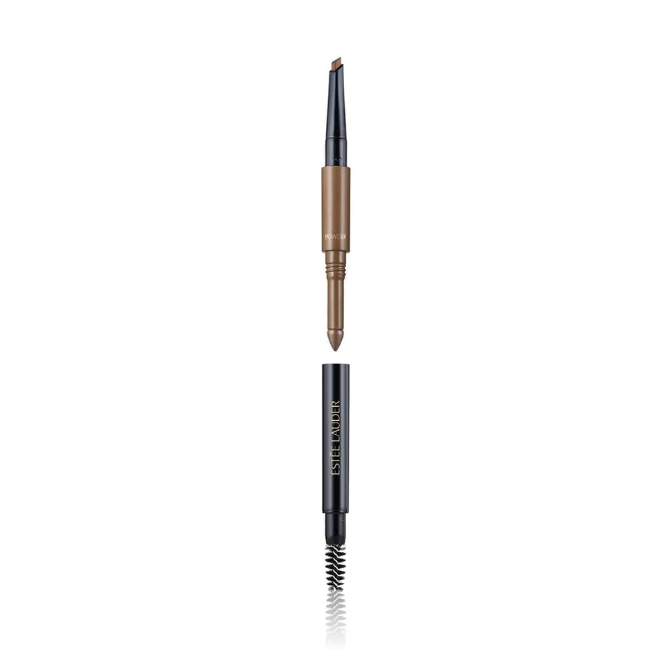 Estée Lauder brow multi-tasker front view showing full tool and compact design benefit