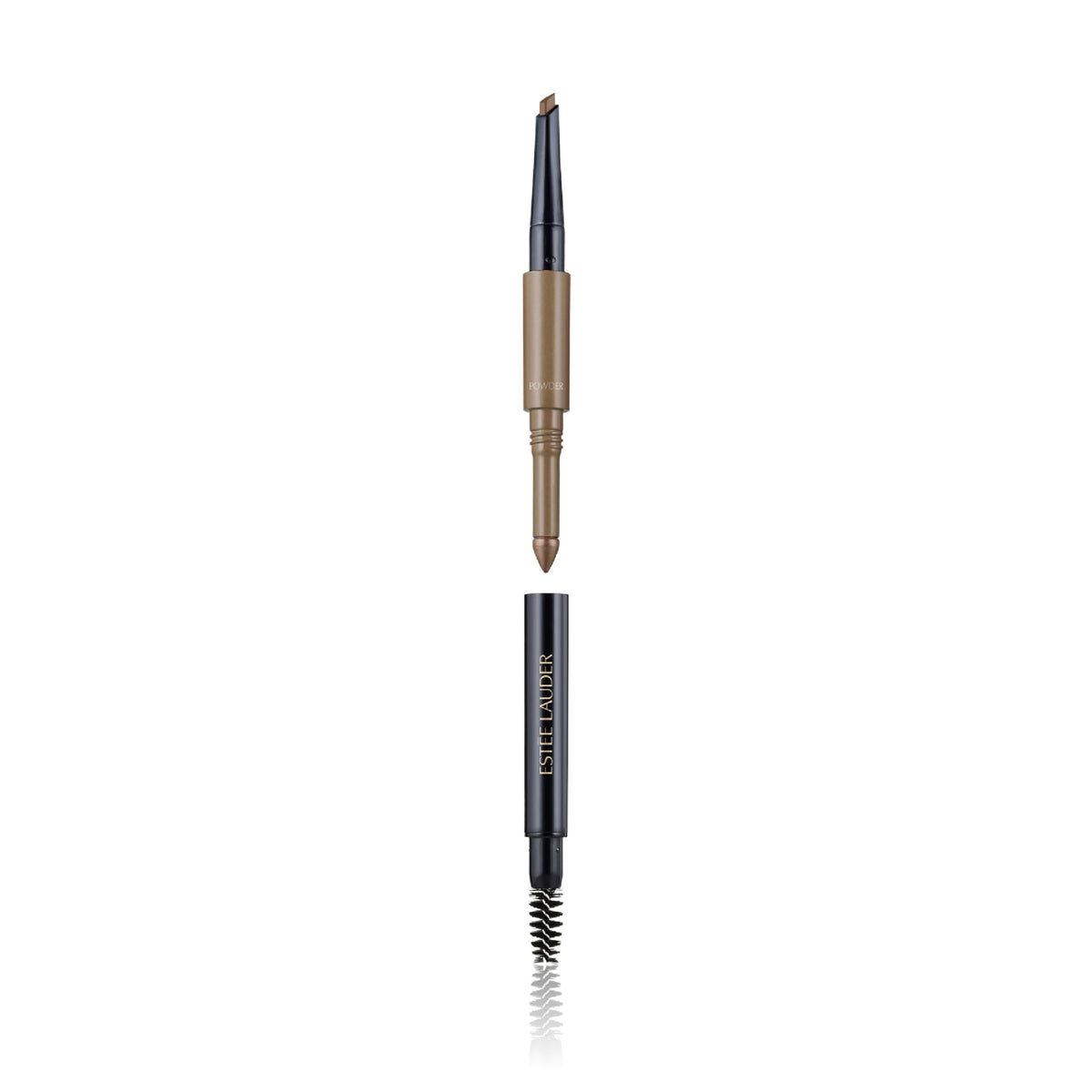 Estée Lauder front packaging of the 3-in-1 brow tool showing compact design and convenience