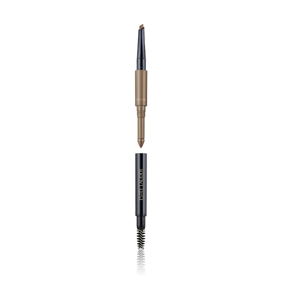 Estée Lauder front packaging of the 3-in-1 brow tool showing compact design and convenience