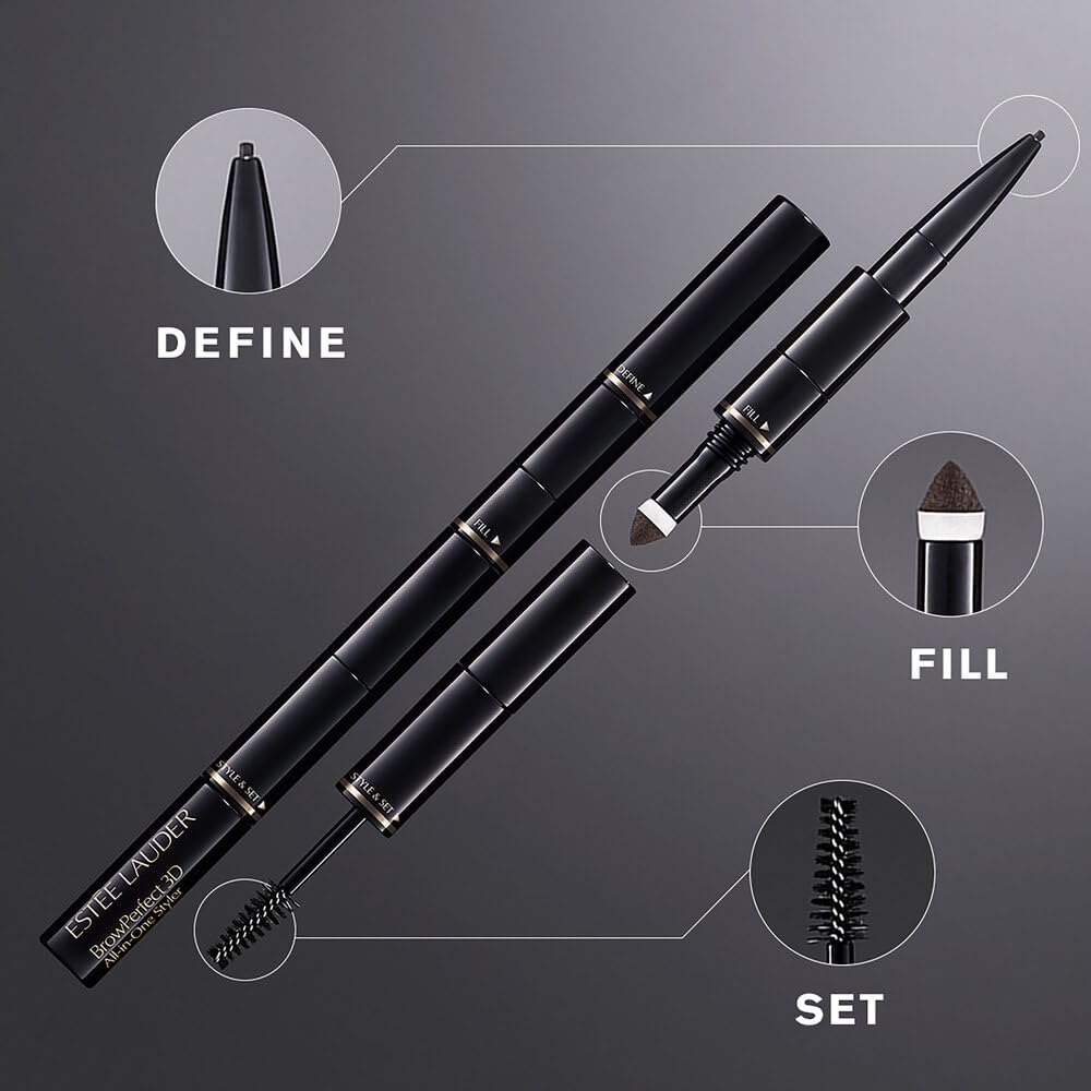 Estée Lauder BrowPerfect micro‑tip pencil close-up for precise hairlike strokes