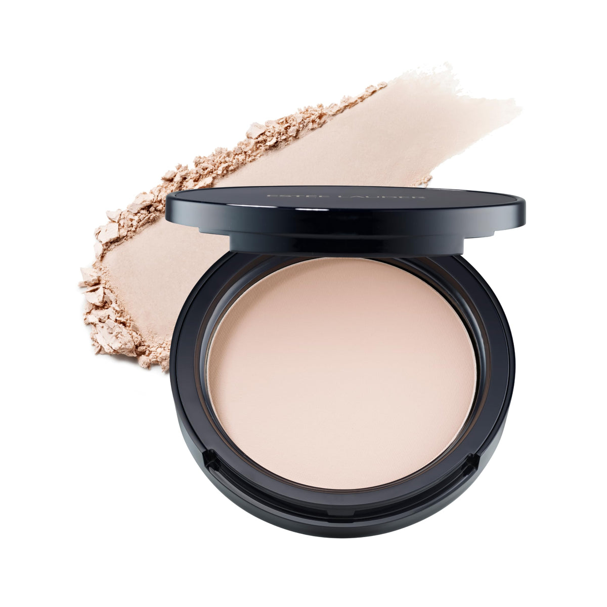 Estée Lauder compact front packaging showing sleek case and powder