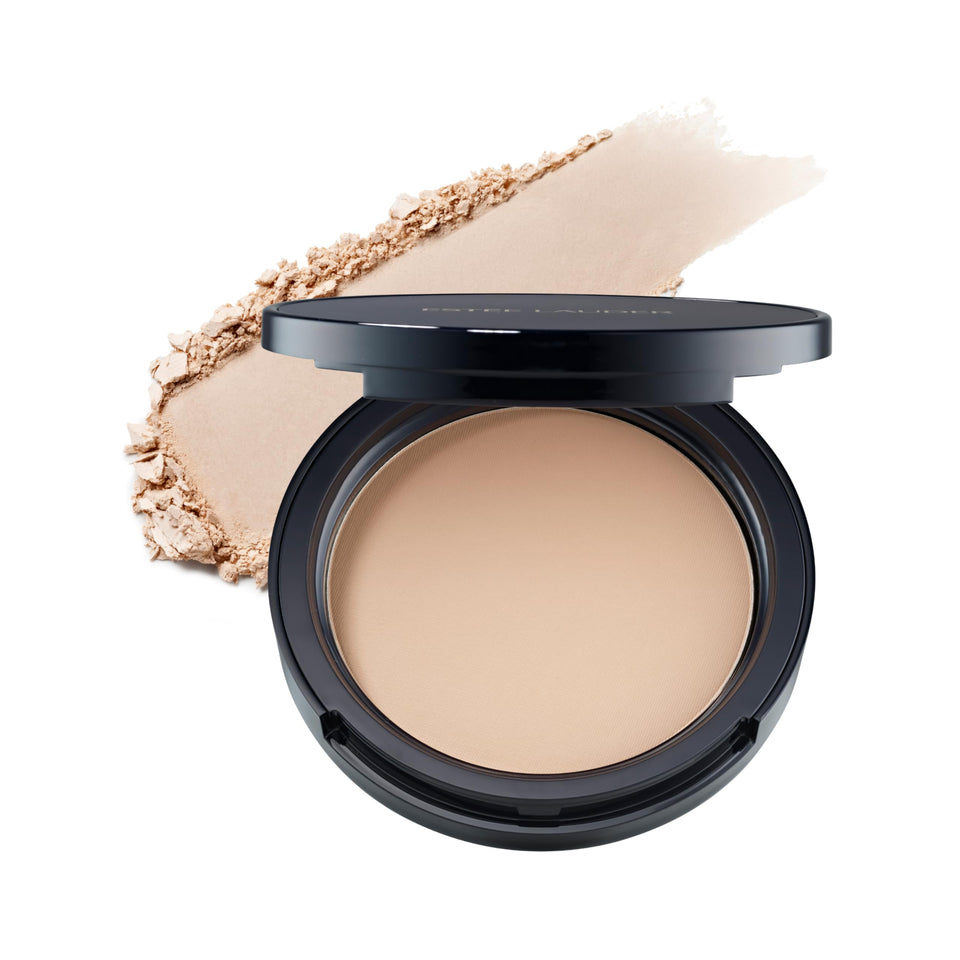 Estée Lauder compact front view showing sleek design and easy portability