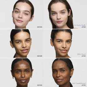 Estée Lauder compact insert demonstration showing how refill fits for easy replacement