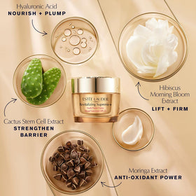 Estée Lauder jar held in hand showing 2.5 oz scale and travel convenience