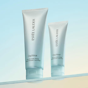 Estée Lauder bottle on bath counter lifestyle suggesting daily skincare ritual