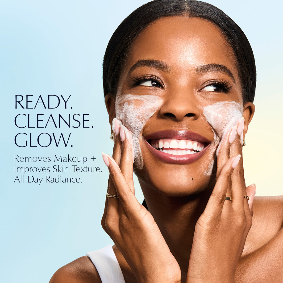 Estée Lauder clear jelly texture demonstrating smooth glide and gentle cleanse