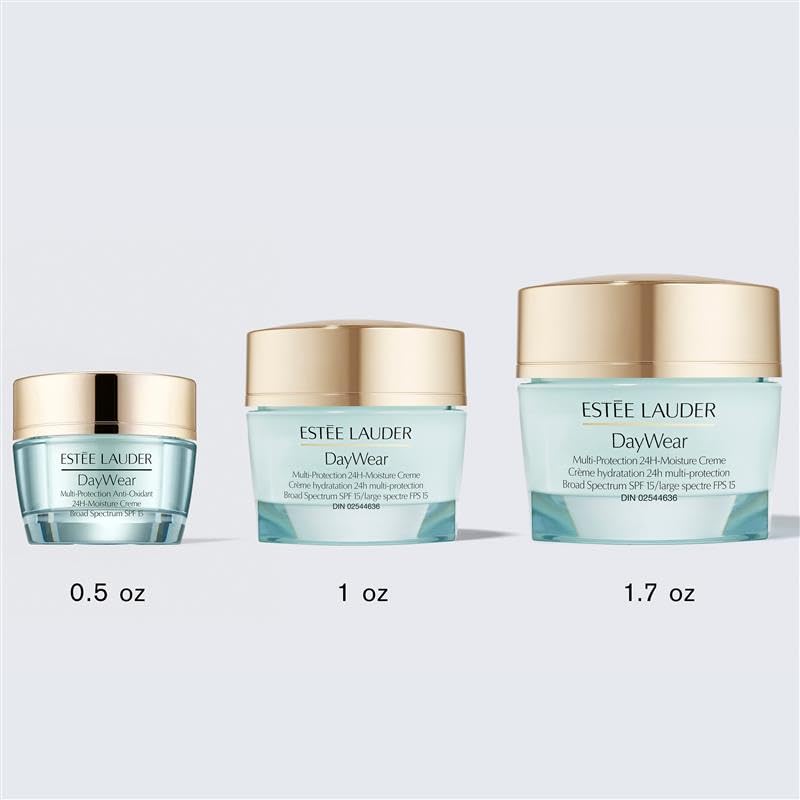 Estée Lauder product on morning countertop beside makeup highlighting daytime use