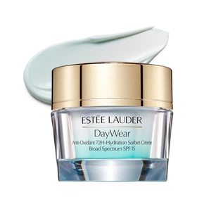 Estée Lauder jar front view showing label and elegant packaging benefit clear product info