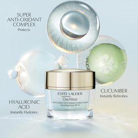 Estée Lauder SPF 15 label detail highlighting sunscreen protection for daily defense
