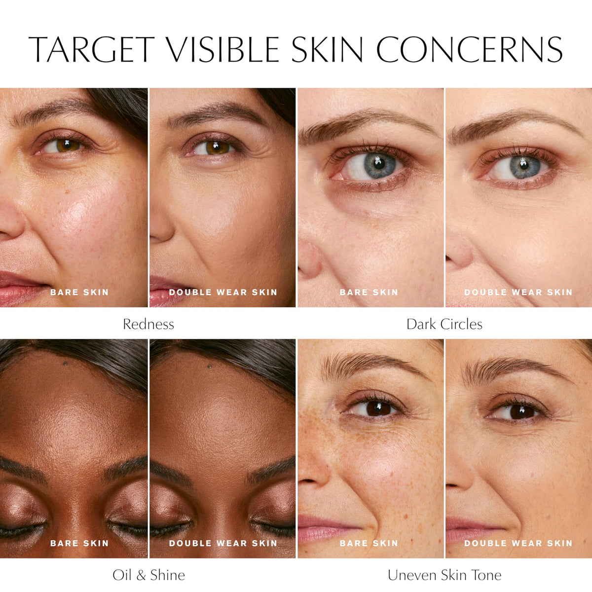 Estée Lauder applying foundation on hand demonstrating buildable coverage benefit