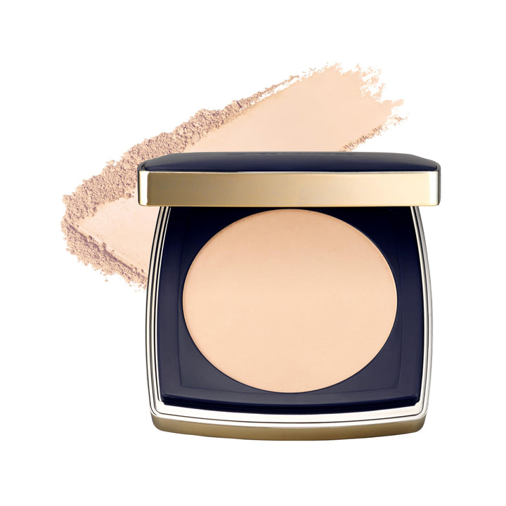 Estée Lauder compact front view showing sleek packaging and luxury finish benefiting portability