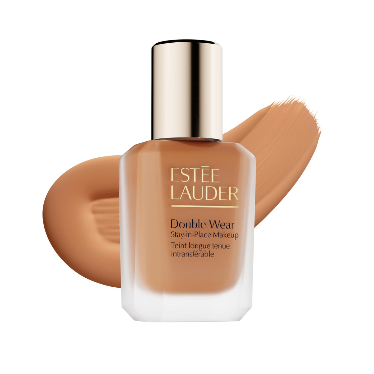 Estée Lauder bottle front view showing packaging and durable matte finish benefit