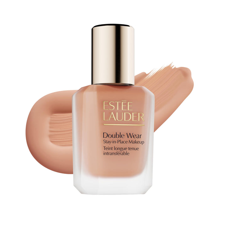 Estée Lauder bottle front view showing sleek design and lasting coverage benefit