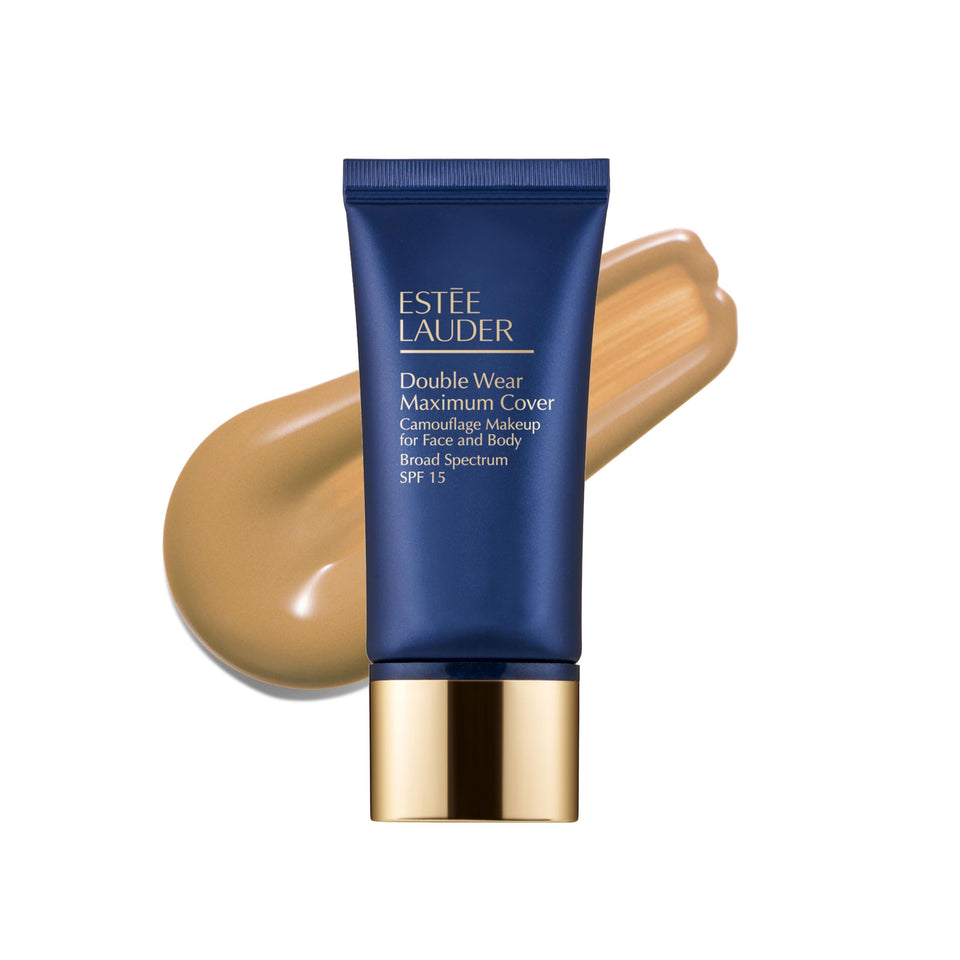 Estée Lauder Double Wear front packaging showing product benefits and shade