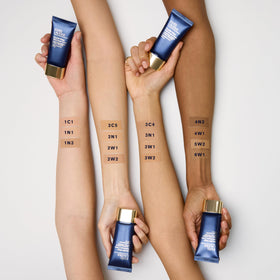 Estée Lauder Double Wear arm coverage comparison revealing before and after concealment effectiveness