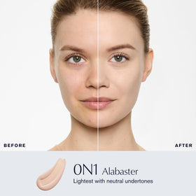 Estée Lauder pump dispensing foundation drop for controlled, mess-free application benefit