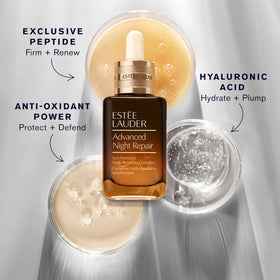 Estée Lauder eye gel-crème on fingertip demonstrating quick-absorbing, de-puffing benefit