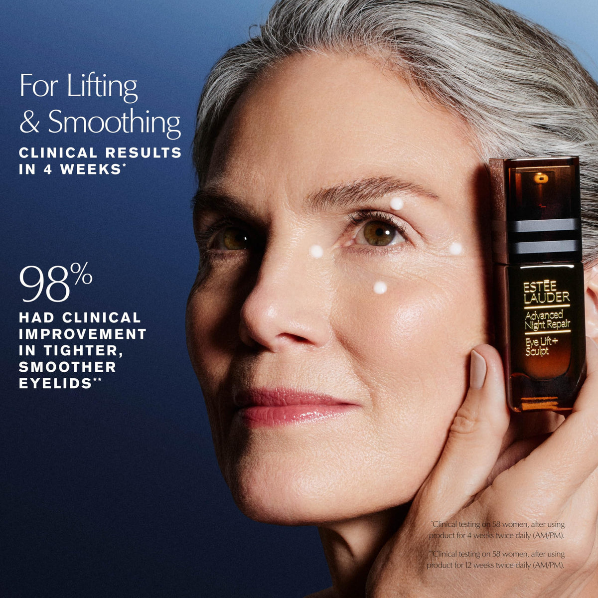 Estée Lauder lid-area focus showing lifted appearance and sculpting benefit