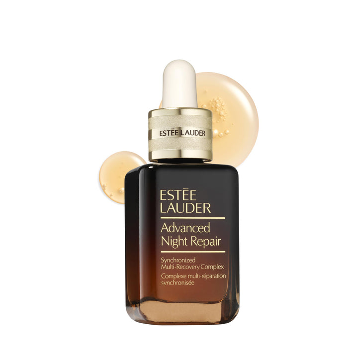 Estée Lauder front bottle view showing sleek design and daily anti-aging benefits