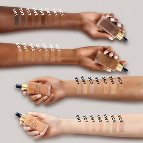 Estée Lauder swatch on skin showing light coverage and natural radiance