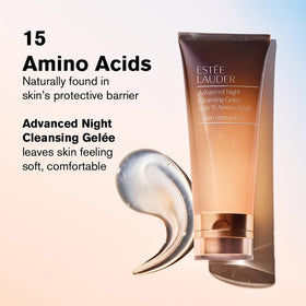 Estée Lauder ingredient label close-up listing 15 amino acids, underscores barrier support