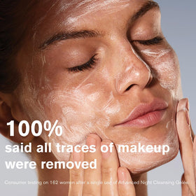 Estée Lauder gelée dispensed on hand showing lightweight texture, highlights gentle cleanse