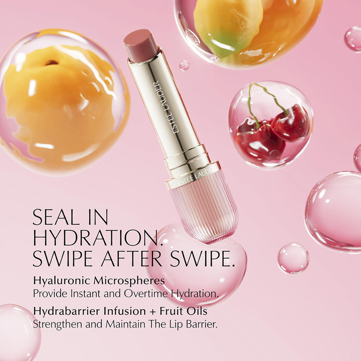 Estée Lauder Cherry Glow swatch on hand demonstrating pH-adaptive color payoff