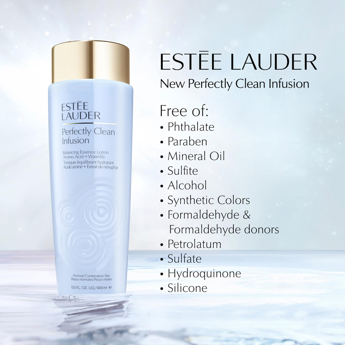 Estée Lauder close-up of lotion texture dispensing to show lightweight, hydrating feel