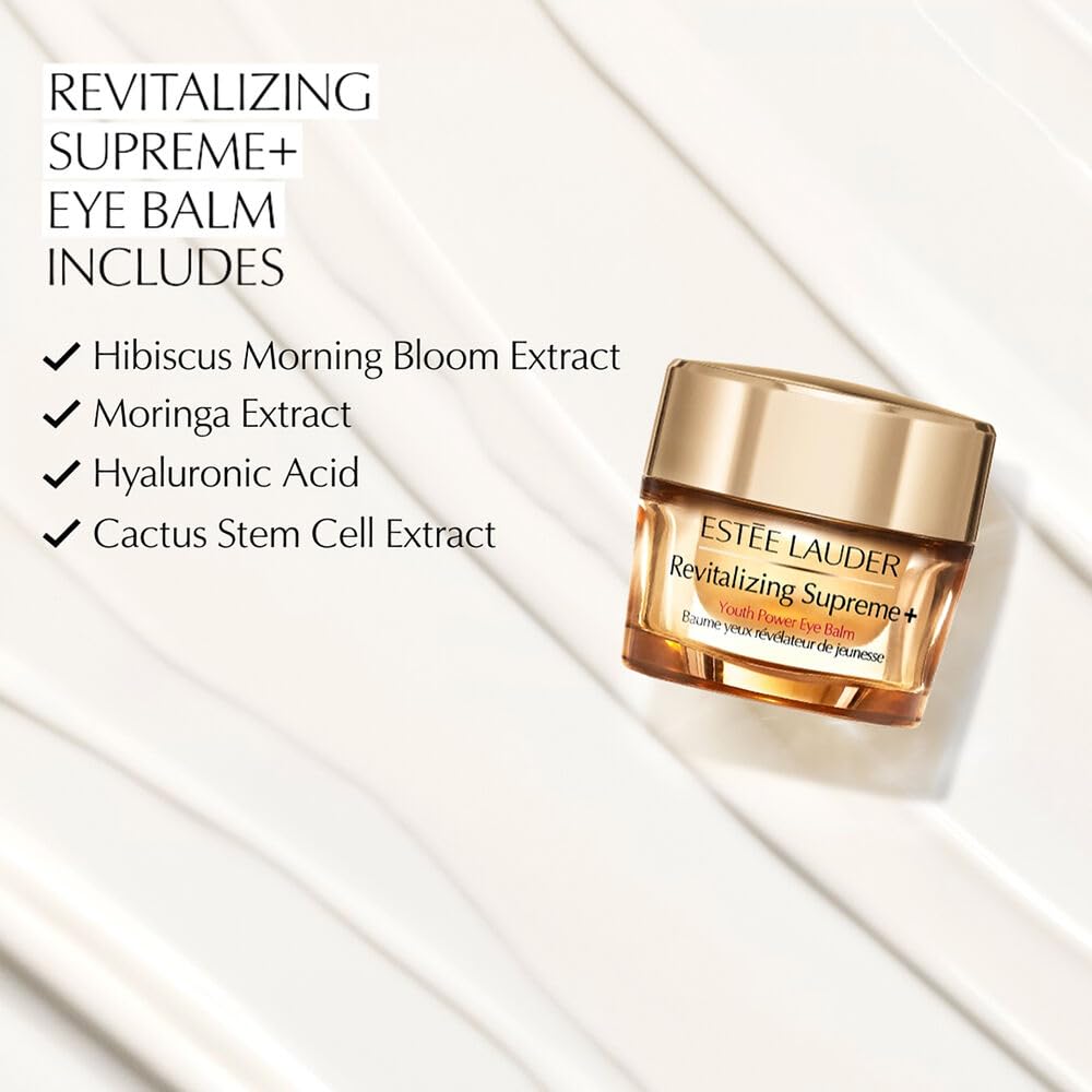 Estée Lauder ingredient display with moringa and hibiscus illustrating natural actives