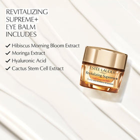 Estée Lauder ingredient display with moringa and hibiscus illustrating natural actives