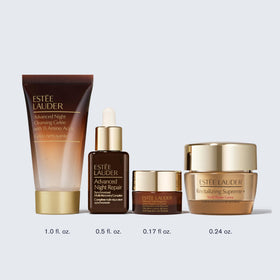 Estée Lauder products staged on bathroom counter for a refreshed daily routine