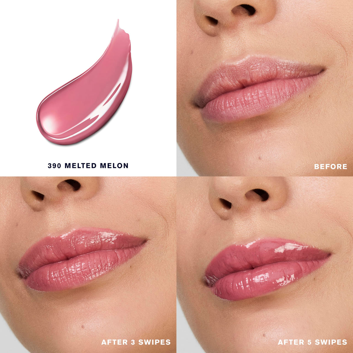 Estée Lauder glosstick opened to reveal melted melon tip for easy application benefit