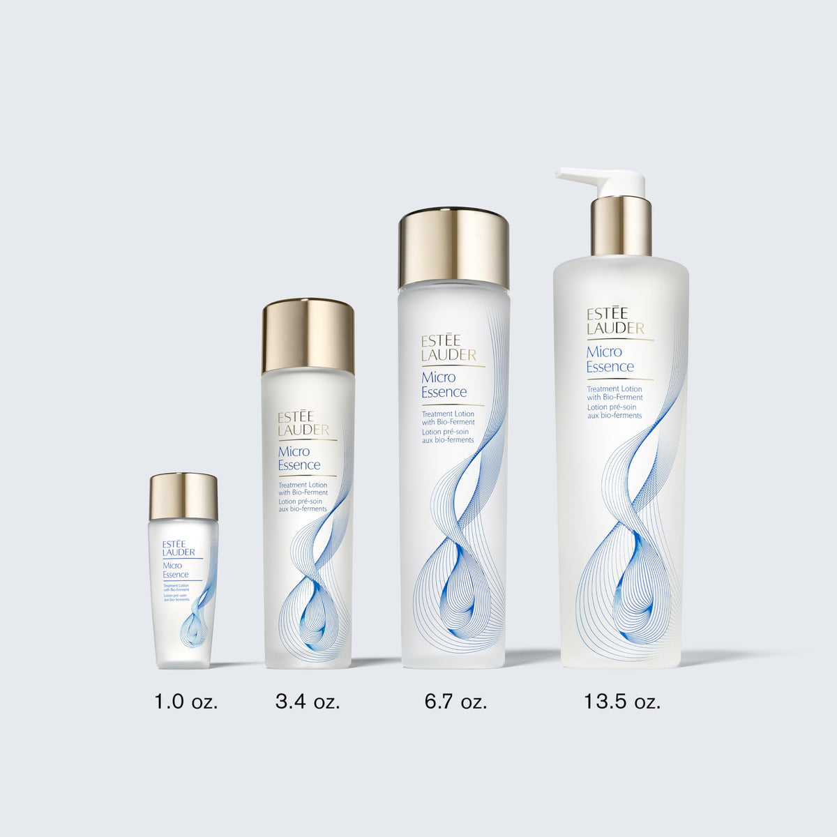 Estée Lauder Micro Essence close-up on label showing bio-ferment ingredient benefits and clarity