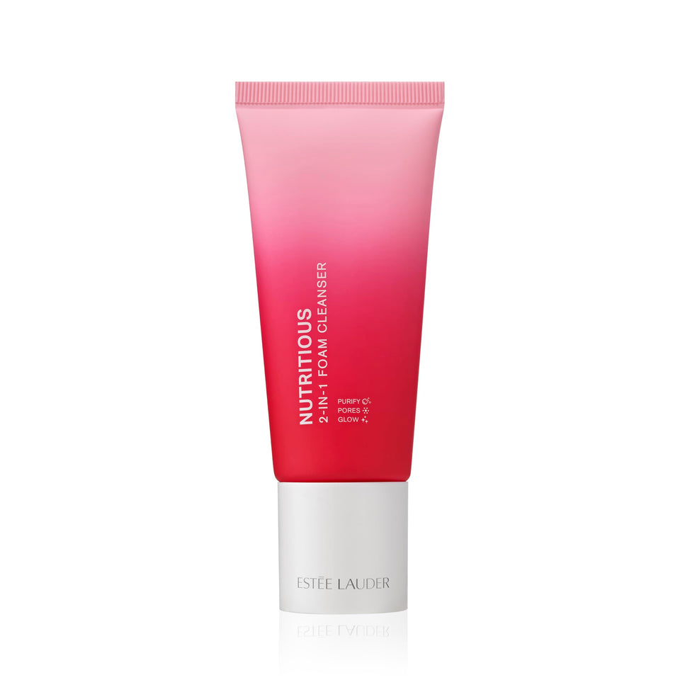 Estée Lauder front packaging showing travel-size bottle and clear brand benefit