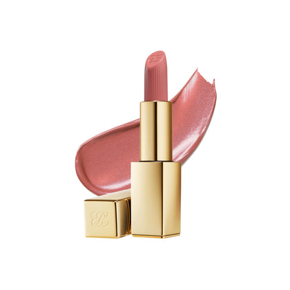 Estée Lauder front packaging showing shade 546 Angel Lips and shimmer finish benefit