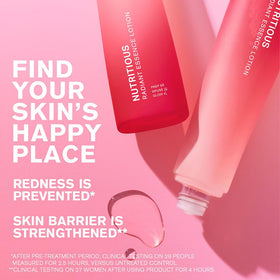 Estée Lauder sustainability label close-up showing recyclable packaging commitment