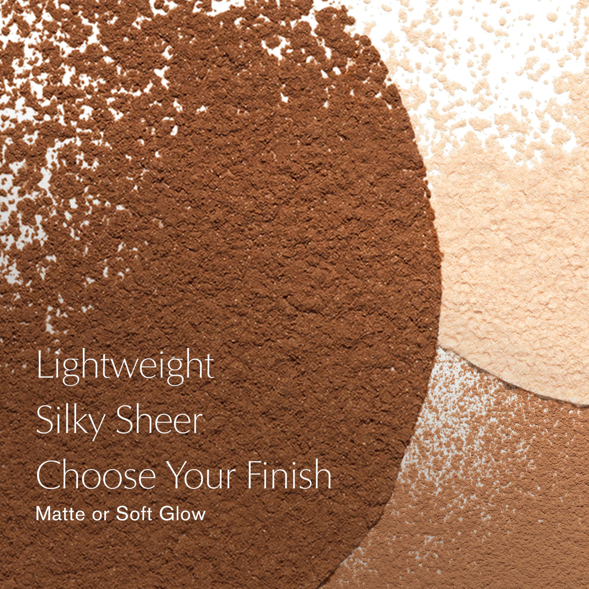Estée Lauder product in use with brush applying powder to skin, longwear benefit