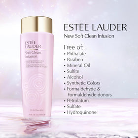Estée Lauder product in hand being applied to skin, demonstrating gentle hydration