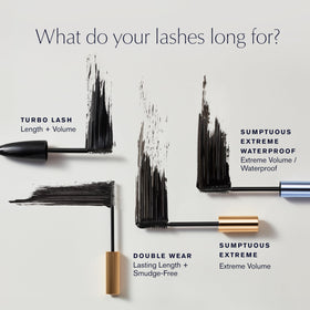 Estée Lauder mascara texture on swatch illustrating lightweight fiber build