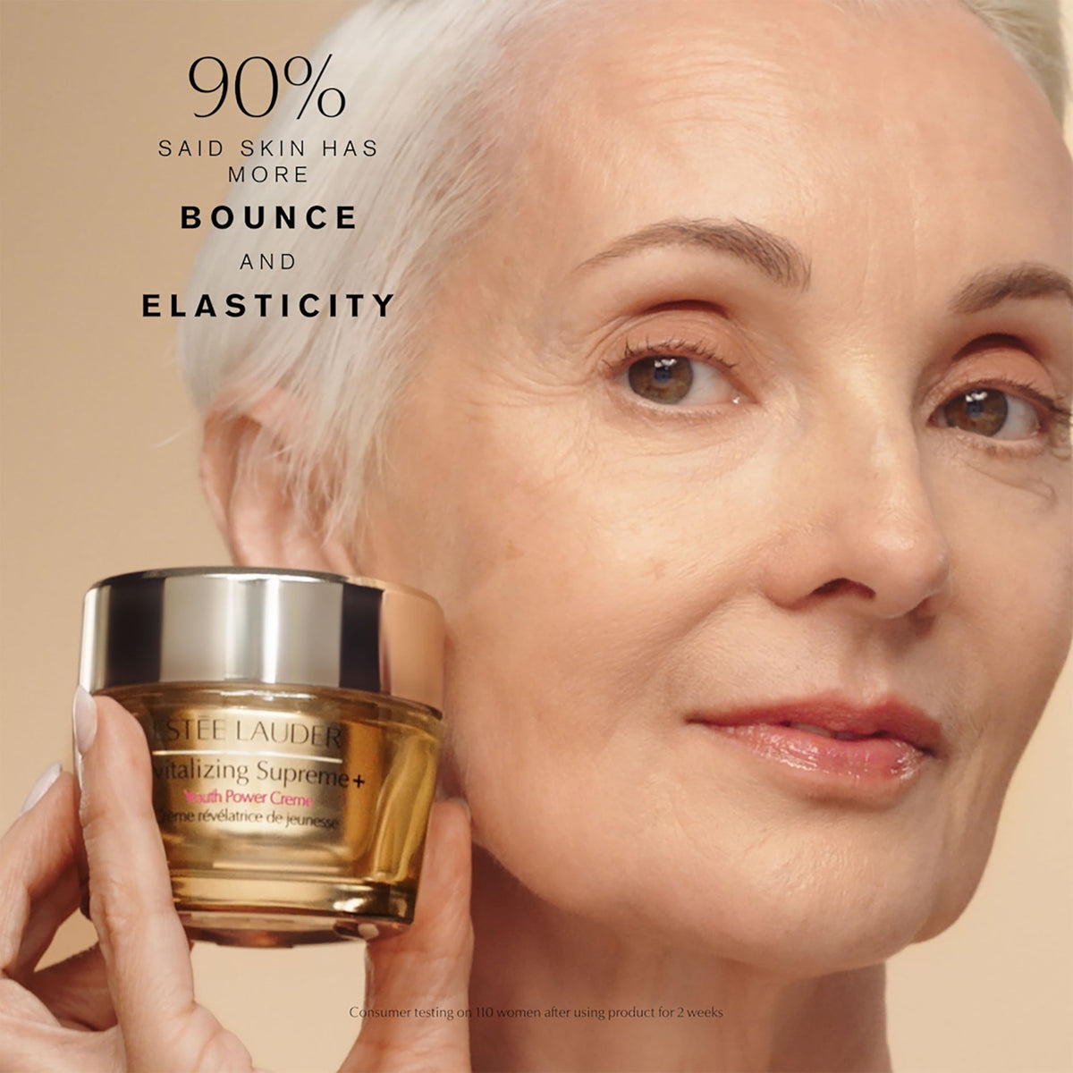 Estée Lauder cream texture close-up highlighting silky absorbent finish