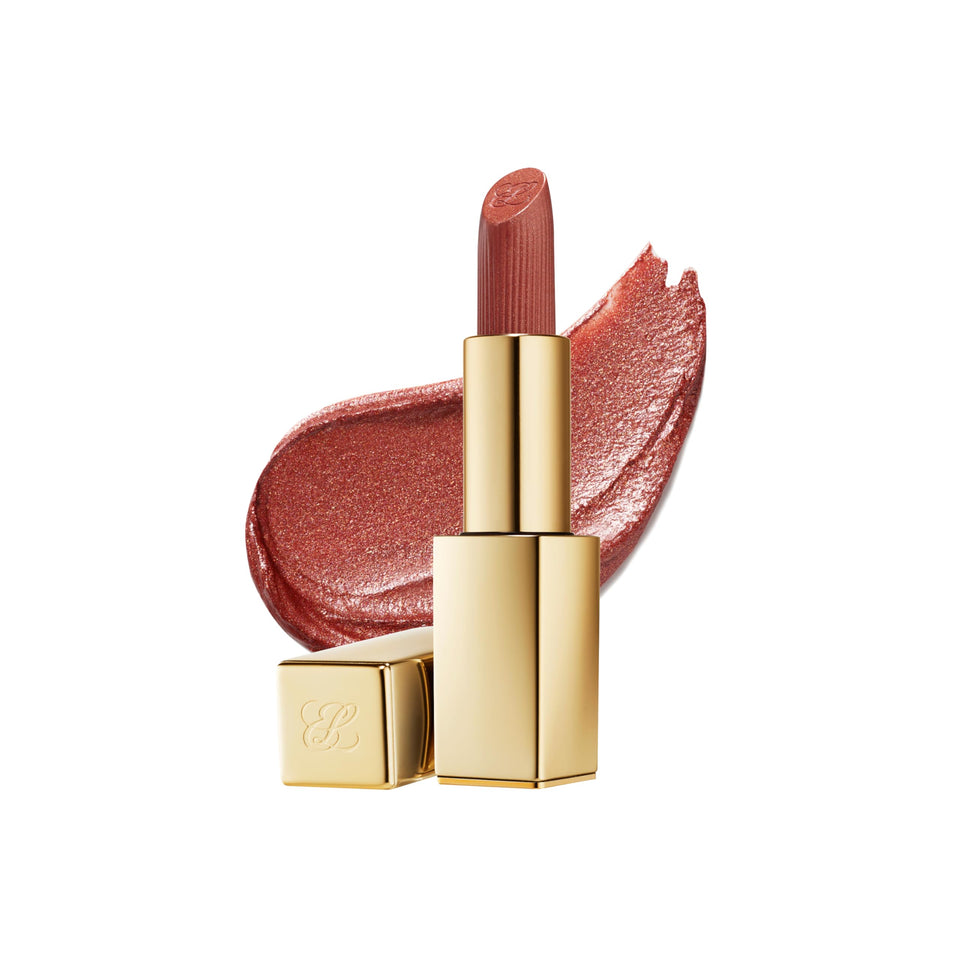 Estée Lauder front packaging showcasing golden case and shade Tiger Eye, luxurious appeal
