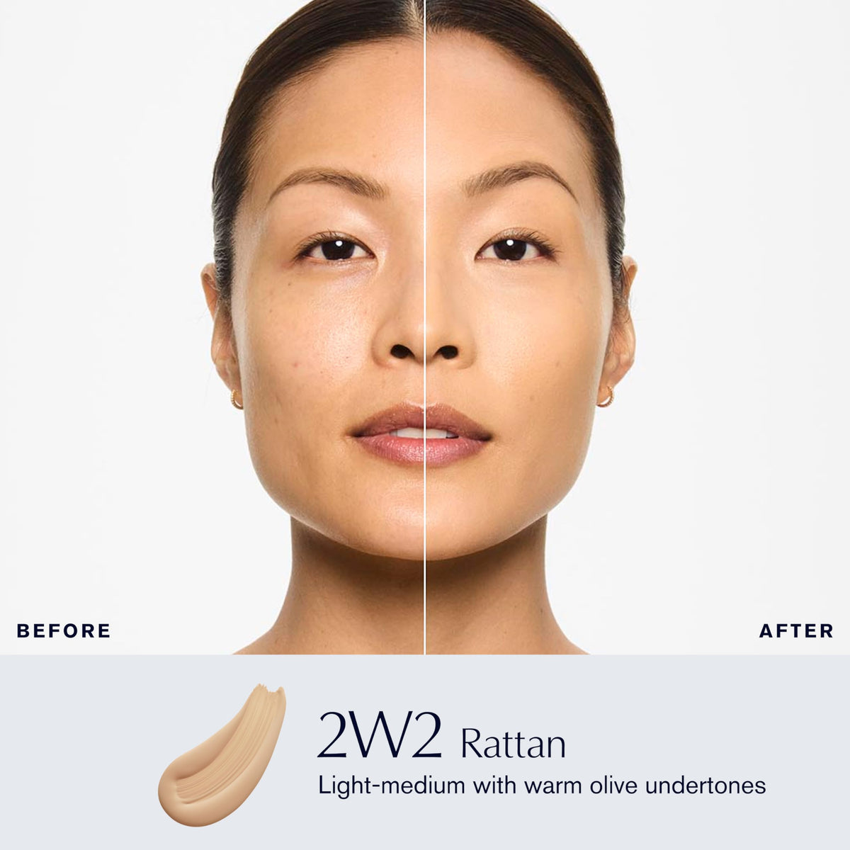 Estée Lauder foundation liquid texture close-up showing smooth, fluid matte finish for easy blending