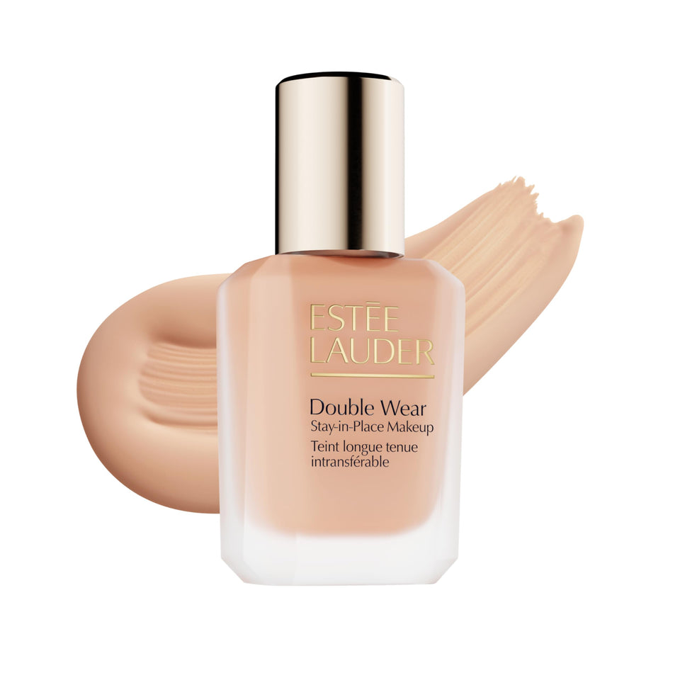 Estée Lauder front bottle showing shade 2C1 Pure Beige and long-wear benefit