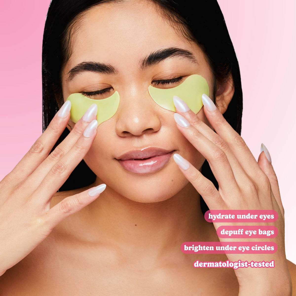 ESW Beauty applying patch under eye for instant depuffing