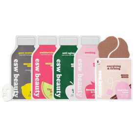 ESW Beauty front packaging showing five-mask variety and benefits