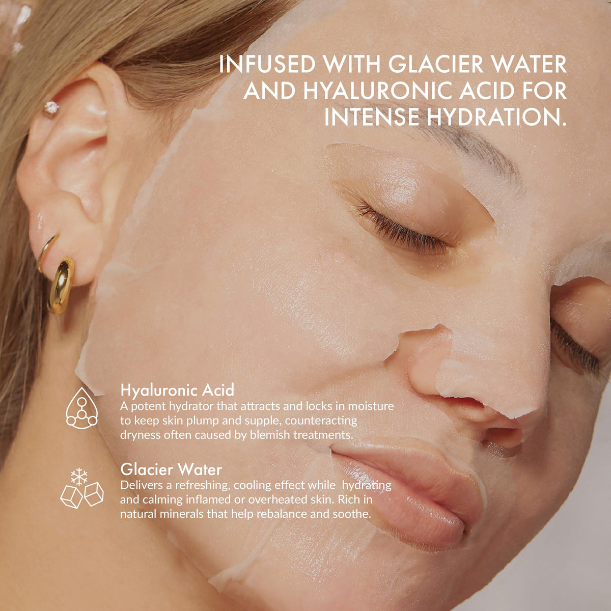ESW Beauty close-up of sheet mask texture soaked in essence for fast absorption